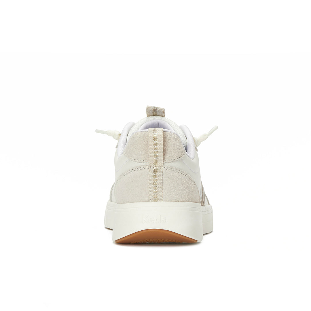 Women's Blisswalk Ubal Leather/Suede Snow White/Oatmeal/Gold Sneaker (BLISUB7110-WH69066)
