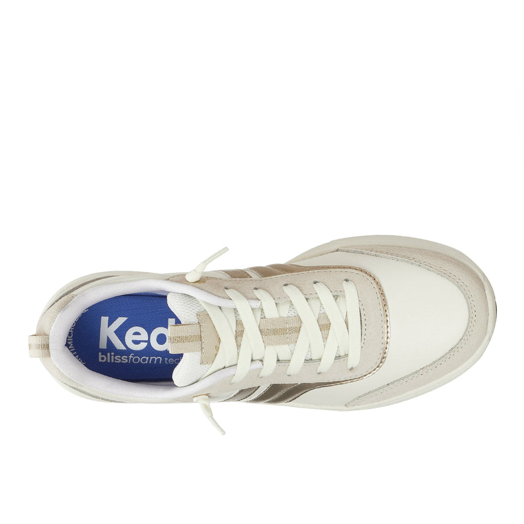 Women's Blisswalk Ubal Leather/Suede Snow White/Oatmeal/Gold Sneaker (BLISUB7110-WH69066)