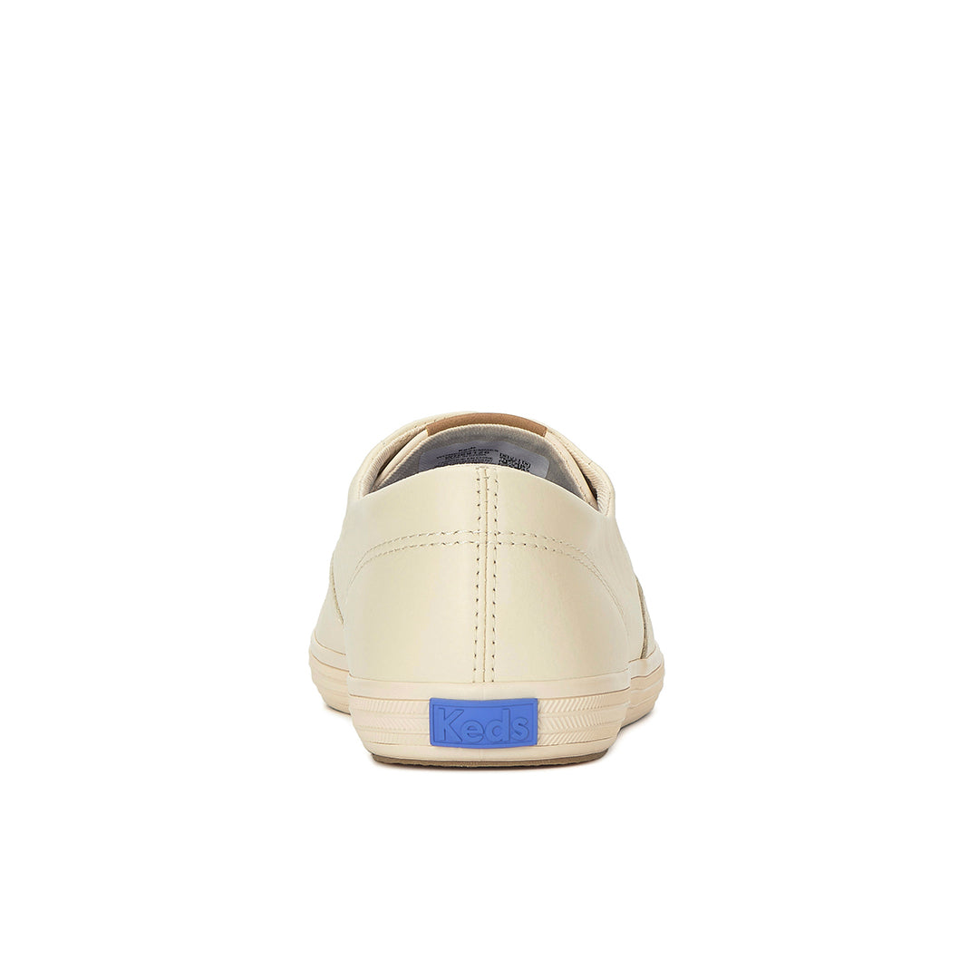 Women's Keds Champion Round Toe Slip Leather Parchment Sneaker (RNCVO6A103-WH69126)