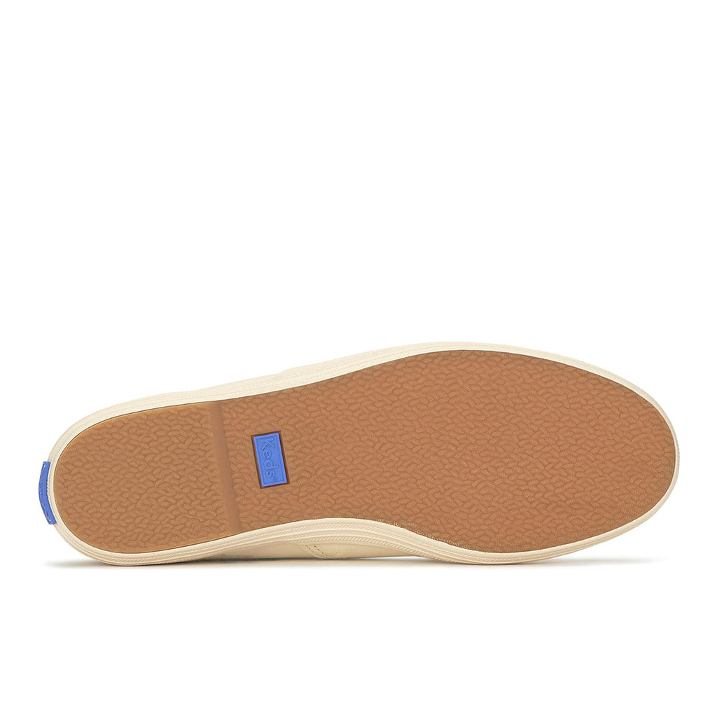 Women's Keds Champion Round Toe Slip Leather Parchment Sneaker (RNCVO6A103-WH69126)