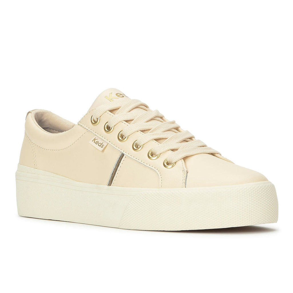 Women's Jump Kick Duo Leather Parchment/Gold Sneaker (JKDUO7A101-WH69174)