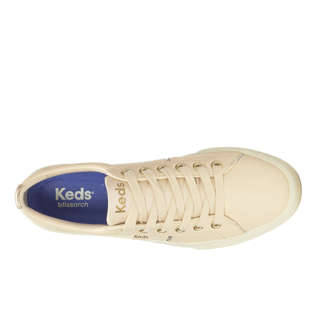 Women's Jump Kick Duo Leather Parchment/Gold Sneaker (JKDUO7A101-WH69174)