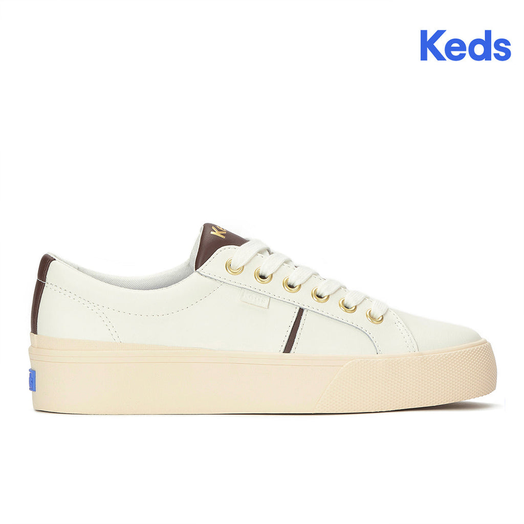 Women's Jump Kick Duo Leather Snow White/Chocolate Sneaker (JKDUO7A110-WH69175)