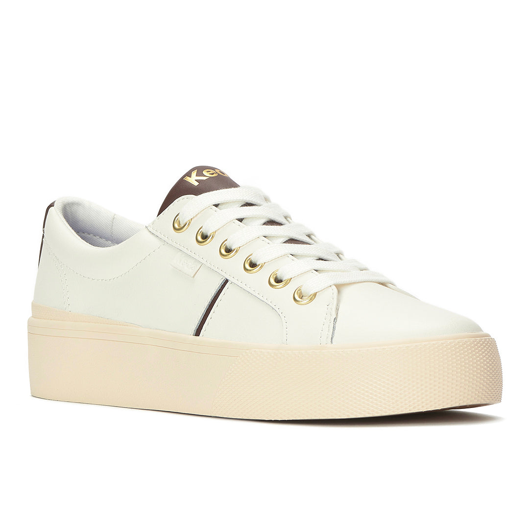 Women's Jump Kick Duo Leather Snow White/Chocolate Sneaker (JKDUO7A110-WH69175)