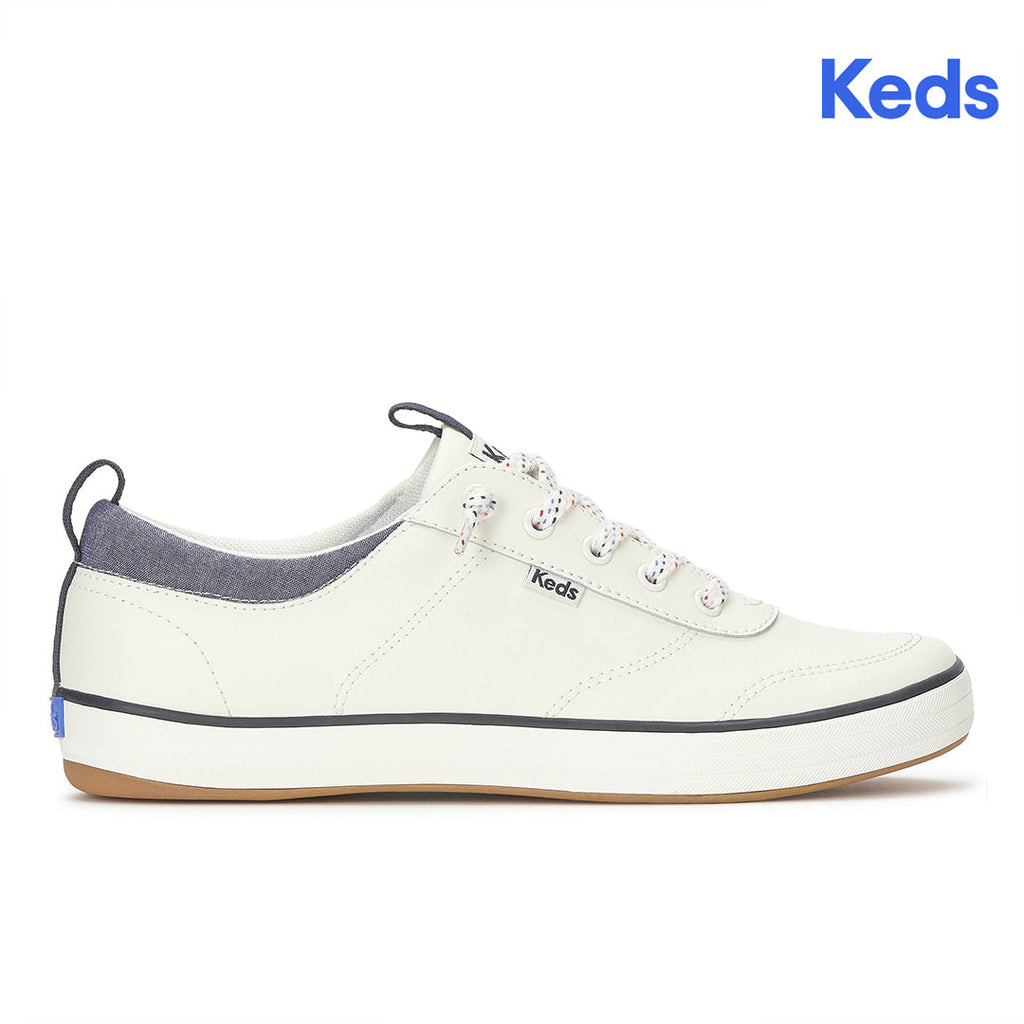 Women's Center III Slip On Leather Nautical Snow White/Navy Sneaker (CNTSLP7111-WH69180)