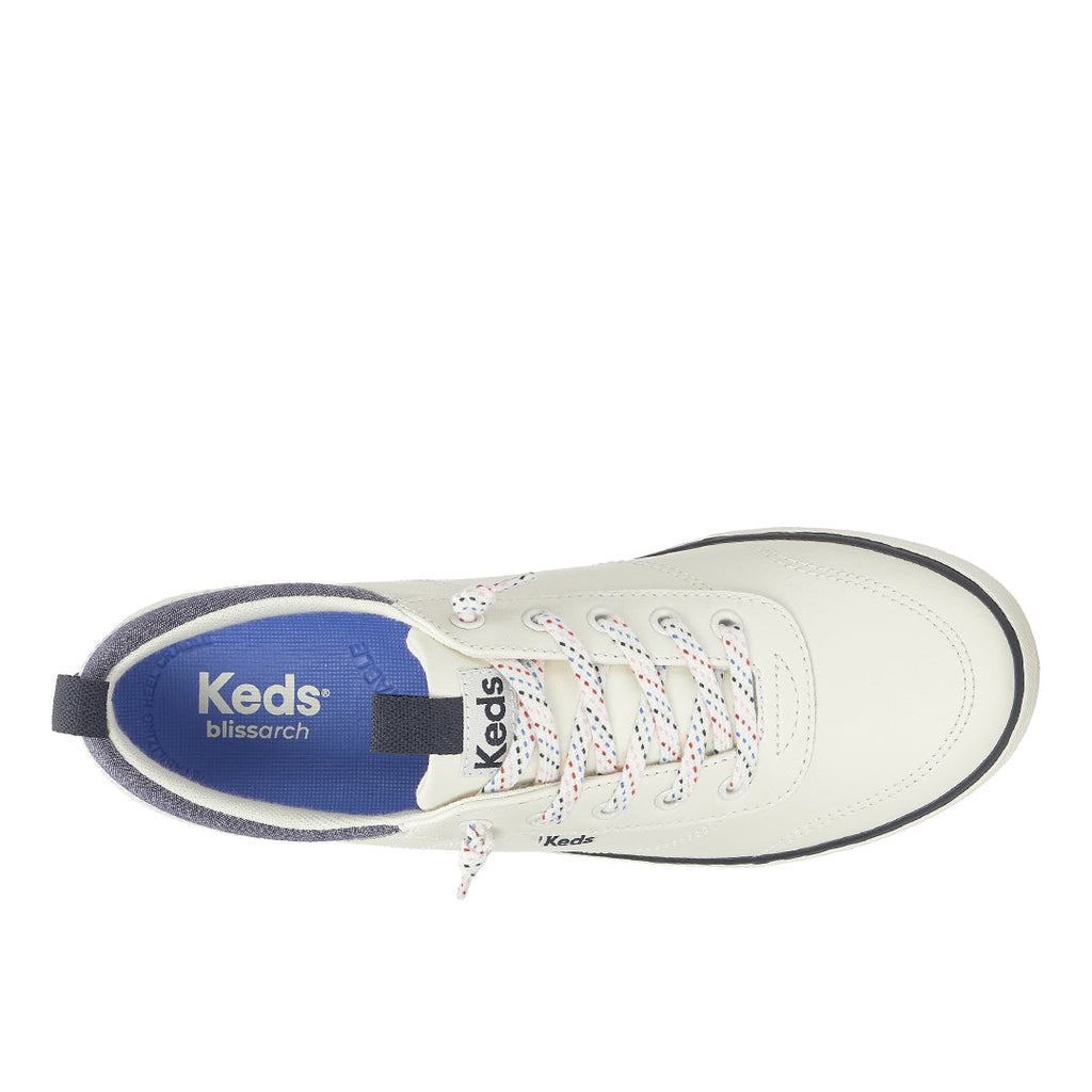 Women's Center III Slip On Leather Nautical Snow White/Navy Sneaker (CNTSLP7111-WH69180)