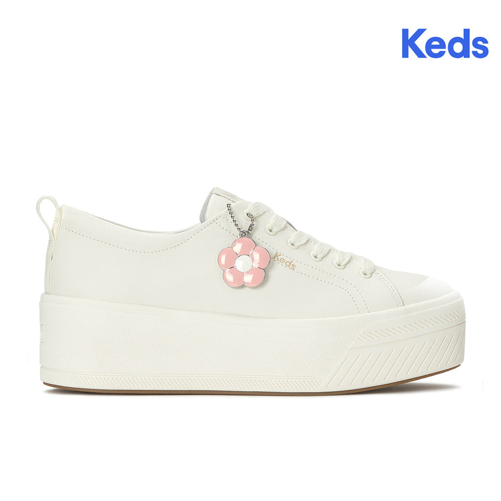 Women's Skyler Leather Daisy Charm Snow White Sneaker (SKYLER7B110-WH69257)