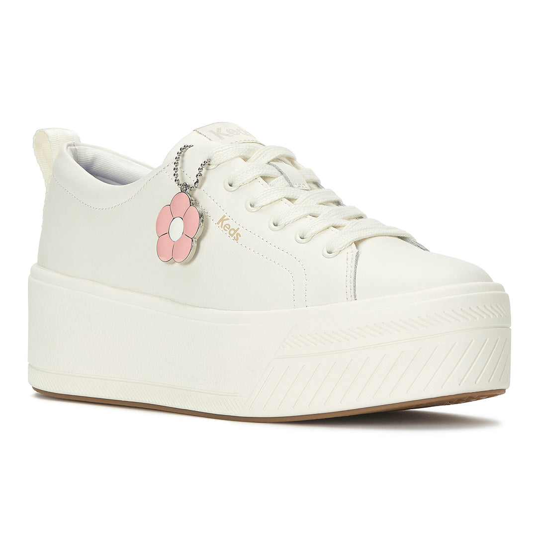 Women's Skyler Leather Daisy Charm Snow White Sneaker (SKYLER7B110-WH69257)