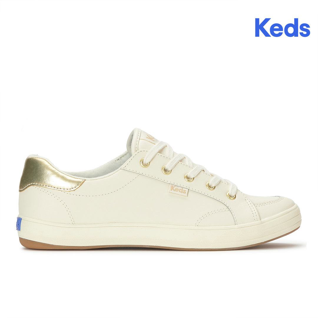 Women's Center III Leather Egret/Gold Sneaker (CNTIII6270-WH69358)