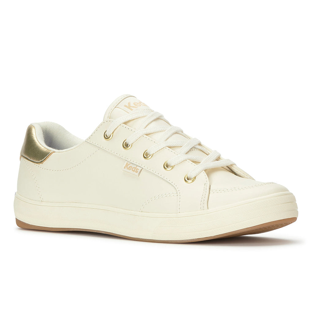 Women's Center III Leather Egret/Gold Sneaker (CNTIII6270-WH69358)