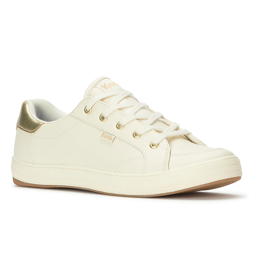Women's Center III Leather Egret/Gold Sneaker (CNTIII6270-WH69358)