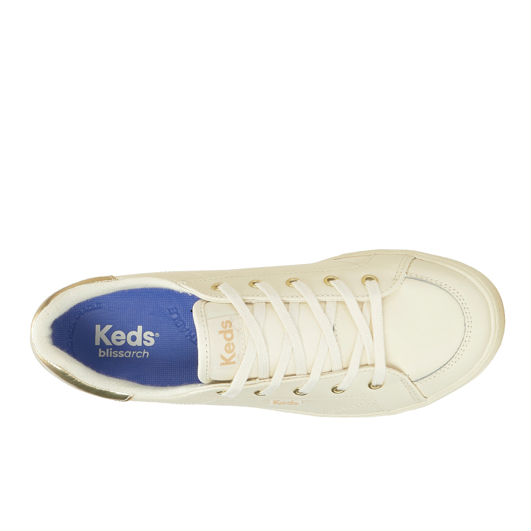 Women's Center III Leather Egret/Gold Sneaker (CNTIII6270-WH69358)