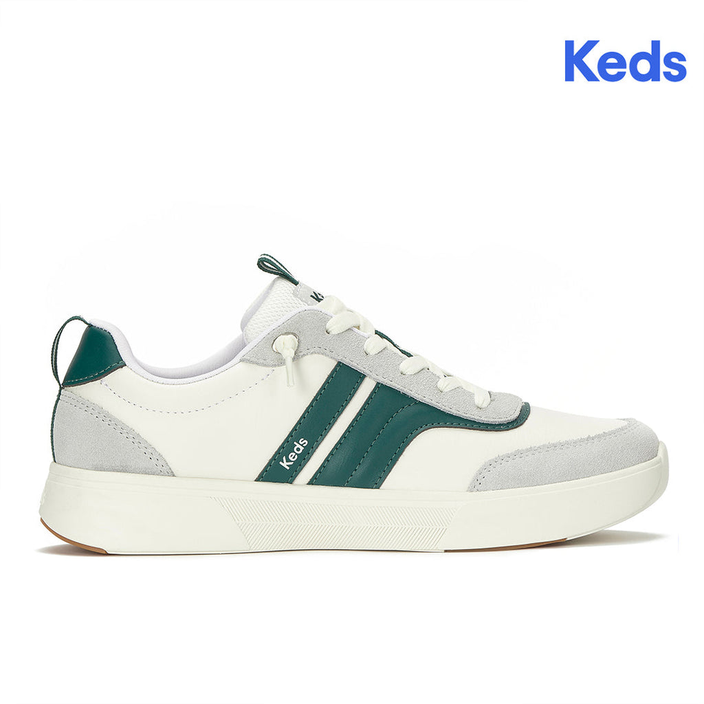 Women's Blisswalk Ubal Leather/Suede Snow White/Light Grey/Forest Green Sneaker (BLISUB7111-WH69383)