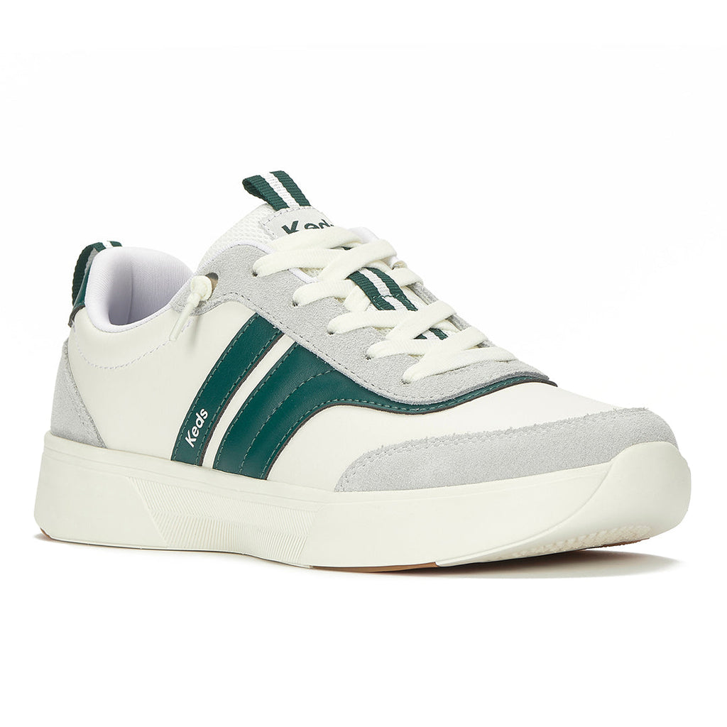 Women's Blisswalk Ubal Leather/Suede Snow White/Light Grey/Forest Green Sneaker (BLISUB7111-WH69383)