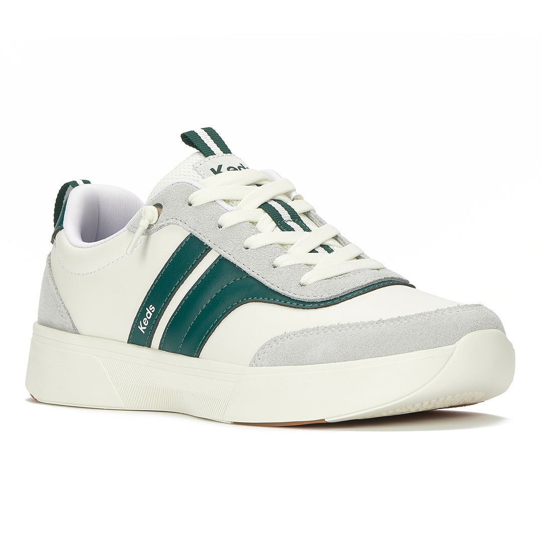 Women's Blisswalk Ubal Leather/Suede Snow White/Light Grey/Forest Green Sneaker (BLISUB7111-WH69383)