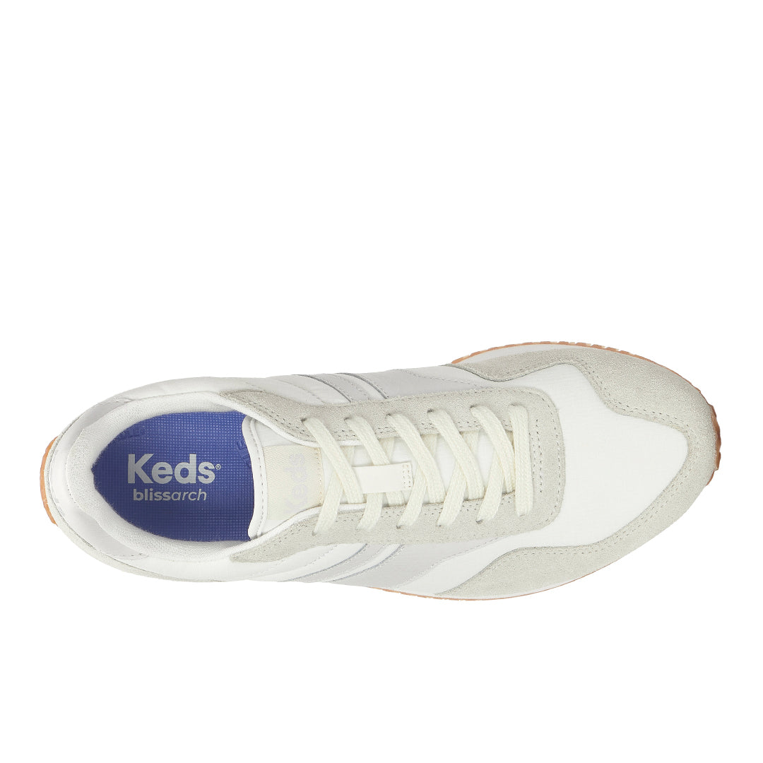 Women's Rena Nylon/Suede Snow White/Gold Sneaker (RENA5C111-WH69393)