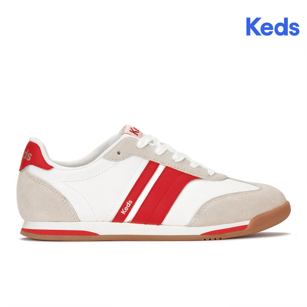 Women's Revival Nylon/Suede/Leather Snow White/Red Sneaker (RVIVL5B112-WH69396)