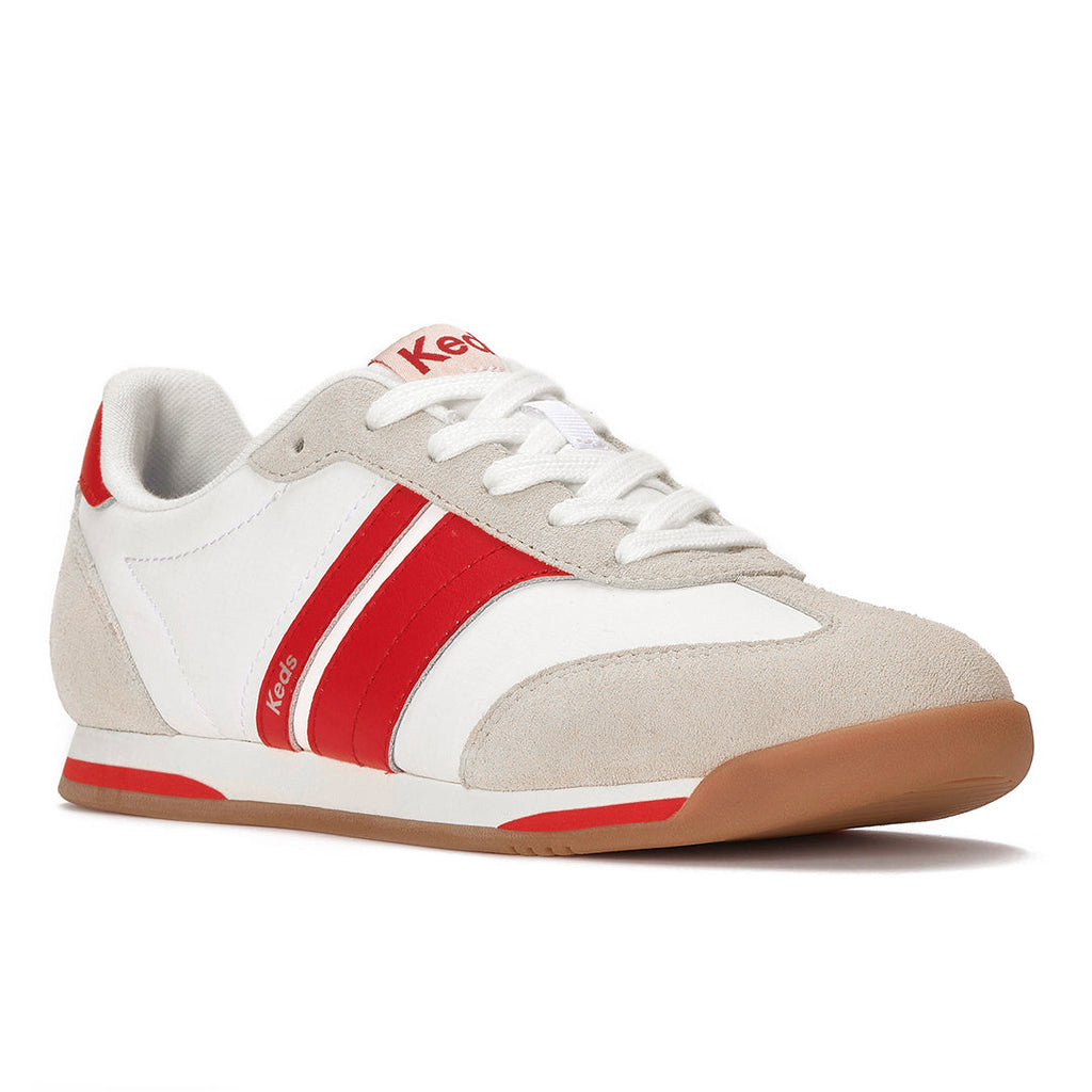 Women's Revival Nylon/Suede/Leather Snow White/Red Sneaker (RVIVL5B112-WH69396)