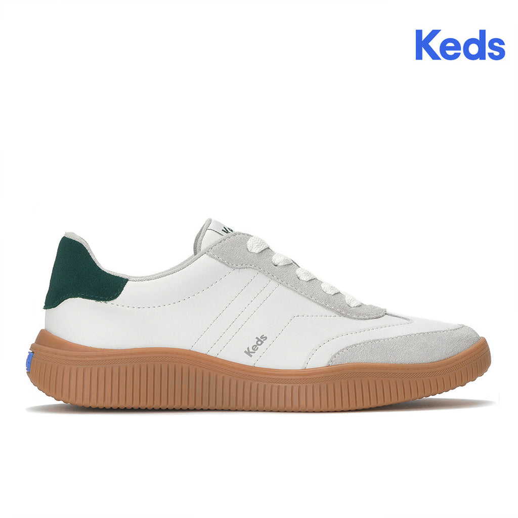 Women's Contest Leather/Suede Light Grey/Forest Green Sneaker (CNTST7050-WH69418)
