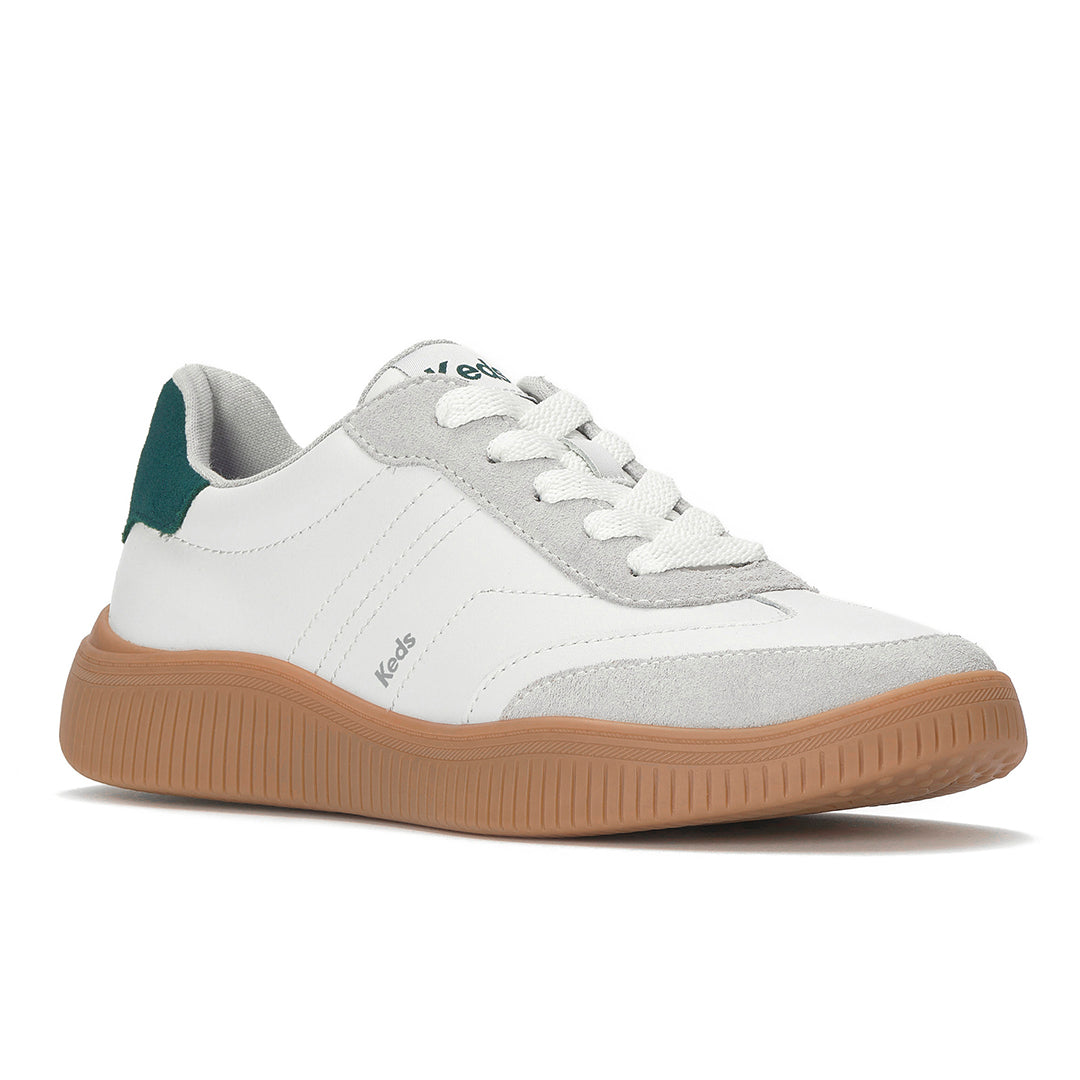Women's Contest Leather/Suede Light Grey/Forest Green Sneaker (CNTST7050-WH69418)