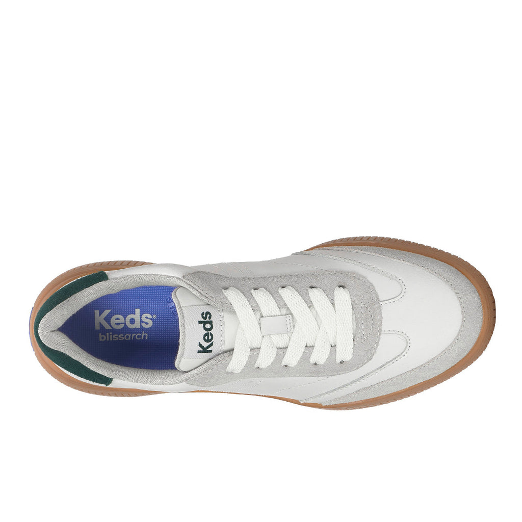 Women's Contest Leather/Suede Light Grey/Forest Green Sneaker (CNTST7050-WH69418)