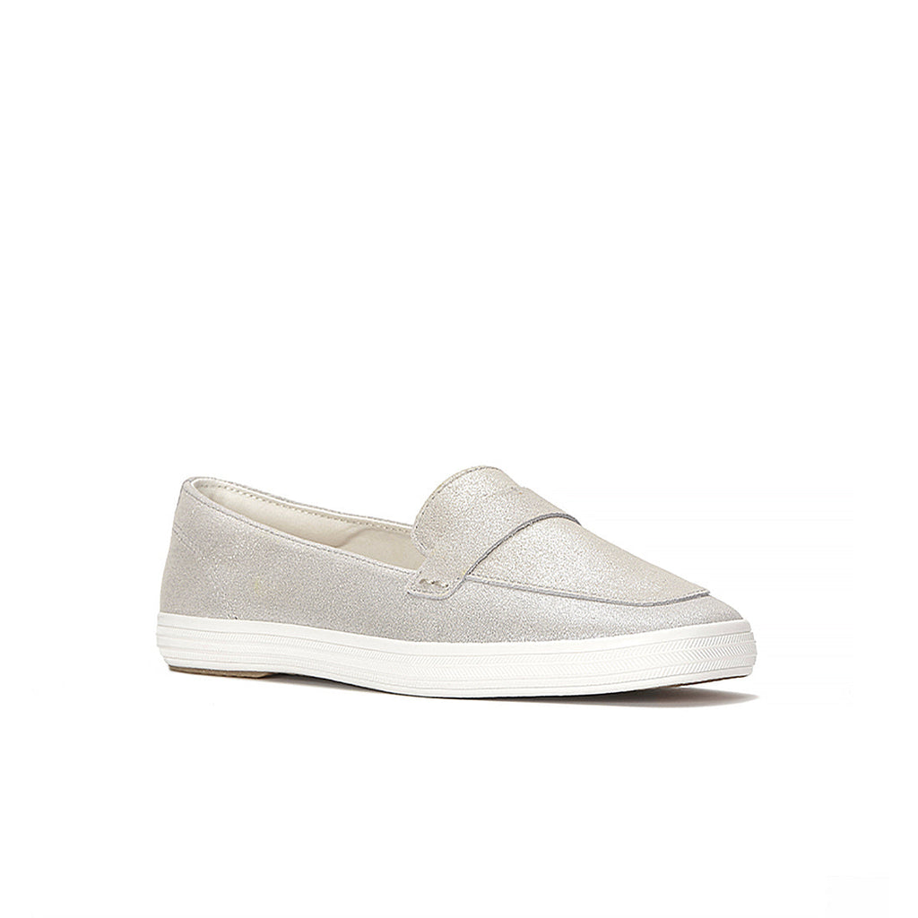 Womens Keds Square Toe Loafer Glitter Suede Pale Silver Sneakers (C0SQLFR70400 - WH69699)