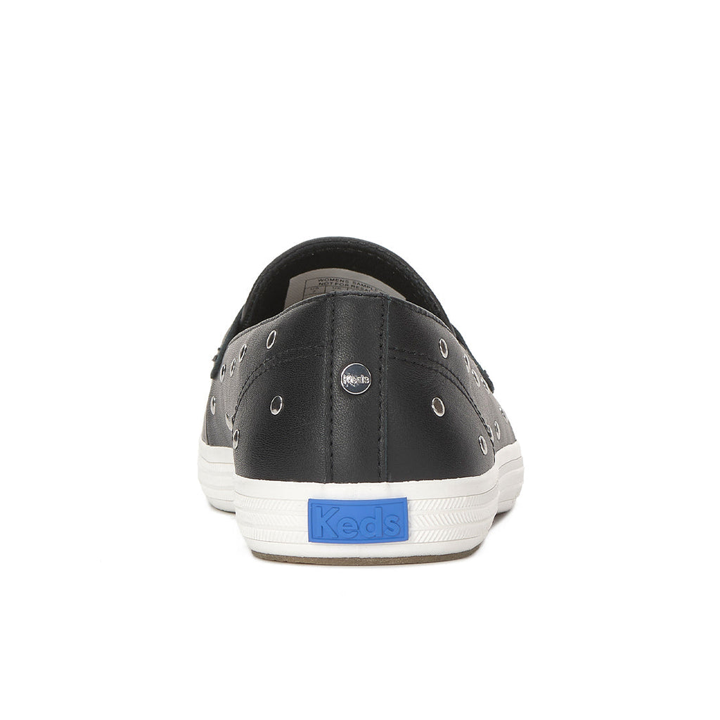 Womens Keds Square Toe Loafer Leather Studs Black/Silver Sneakers (SQLFR8A0020-WH69702)