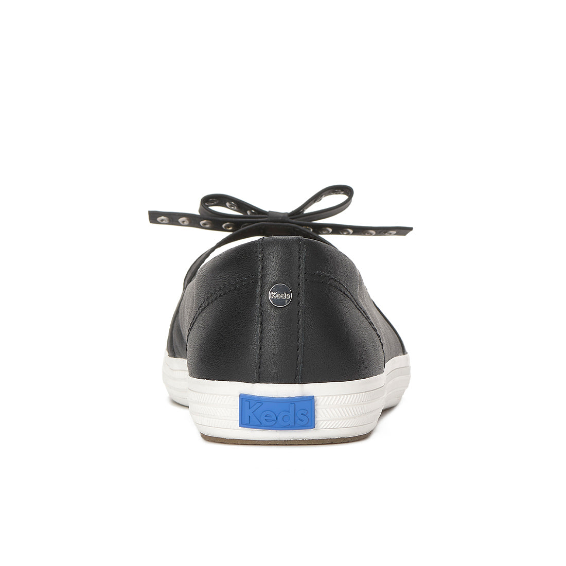 Womens Keds Square Toe Mini Bow Leather Black Sneakers (SQMB60010-WH69703)
